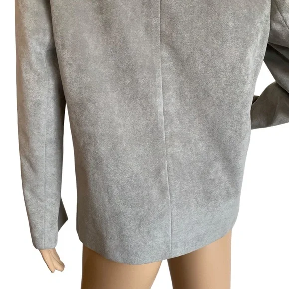 VINTAGE GINO ROSSI FOR WILSON GRAY SILVER ULTRA SUEDE BLAZER JACKET SZ 8 - Picture 10 of 16